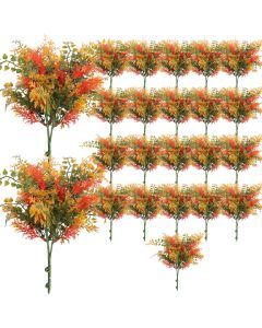 Coarbor 23 PCS Artificial Bushes Plastic Artificial Flowers Fake Outdoor Plants for Home Kitchen Party Flowers Arrangement Wedding Decorations, Orange