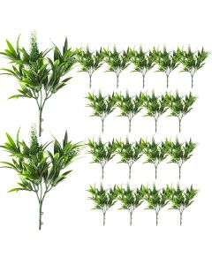 Coarbor 19 PCS Artificial Bushes Plastic Artificial Flowers Fake Outdoor Plants for Home Kitchen Party Flowers Arrangement Wedding Decorations, Green White