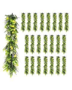 23 PCS Artificial Plant Vines Faux Plants Greenery Garland for Wedding Party Garden Home Kitchen Office Wall Decor Indoor Outdoor Decor, Green Yellow