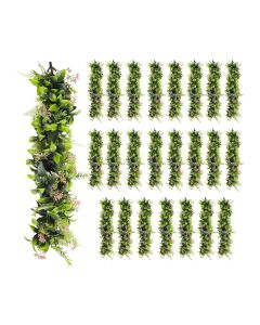 24 PCS Artificial Plant Vines Faux Plants Greenery Garland for Wedding Party Garden Home Kitchen Office Wall Decor Indoor Outdoor Decor, Green Pink