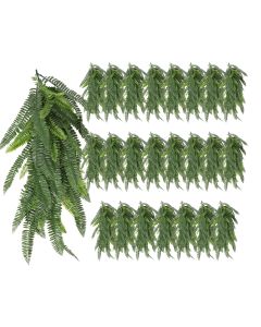 24 PCS Artificial Plant Vines Faux Plants Greenery Garland for Wedding Party Garden Home Kitchen Office Wall Decor Indoor Outdoor Decor, Fern Green