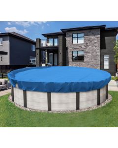 Coarbor 22' Round Winter Pool Cover for 18' Above Ground Pools Safety Pool Covers with Wire Rope Hemmed All Edges Super Heavy Duty Strong Double Stitched Seam Blue