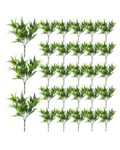 Coarbor 28 PCS Artificial Bushes Plastic Artificial Flowers Fake Outdoor Plants for Home Kitchen Party Flowers Arrangement Wedding Decorations, Green White