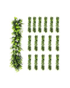 17 PCS Artificial Plant Vines Faux Plants Greenery Garland for Wedding Party Garden Home Kitchen Office Wall Decor Indoor Outdoor Decor, Green White
