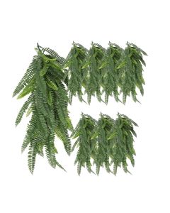 8 PCS Artificial Plant Vines Faux Plants Greenery Garland for Wedding Party Garden Home Kitchen Office Wall Decor Indoor Outdoor Decor, Fern Green