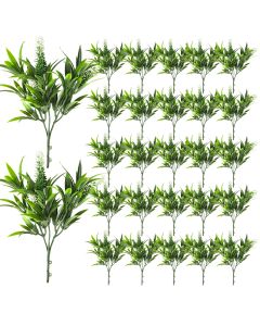 Coarbor 27 PCS Artificial Bushes Plastic Artificial Flowers Fake Outdoor Plants for Home Kitchen Party Flowers Arrangement Wedding Decorations, Green White