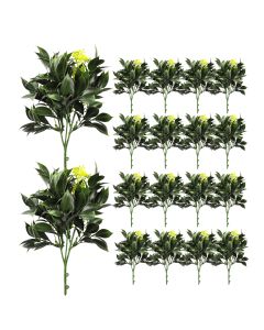Coarbor 18 PCS Artificial Bushes Plastic Artificial Flowers Fake Outdoor Plants for Home Kitchen Party Flowers Arrangement Wedding Decorations, Green
