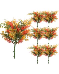 Coarbor 7 PCS Artificial Bushes Plastic Artificial Flowers Fake Outdoor Plants for Home Kitchen Party Flowers Arrangement Wedding Decorations, Orange