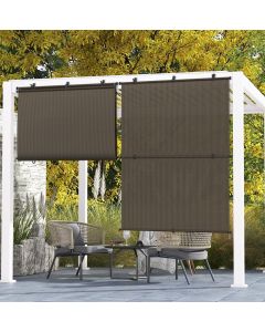 Coarbor Outdoor Roller Shades 8'W x 6'H Porch Sun Shades Outdoor Roll Up Blinds for Patio Porch Gazebo Balcony Backyard, Brown