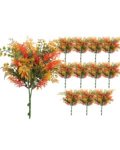 Coarbor 12 PCS Artificial Bushes Plastic Artificial Flowers Fake Outdoor Plants for Home Kitchen Party Flowers Arrangement Wedding Decorations, Orange