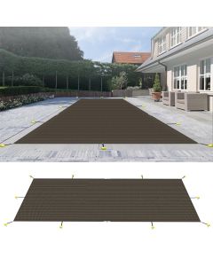 Coarbor Winter Pool Safety Cover Rectangle Mesh Pool Cover Durable Inground Safety Pool Cover for Inground Swimming Pool 8ft x22ft, Brown