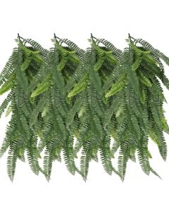 4 PCS Artificial Plant Vines Faux Plants Greenery Garland for Wedding Party Garden Home Kitchen Office Wall Decor Indoor Outdoor Decor, Fern Green