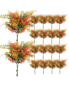 Coarbor 18 PCS Artificial Bushes Plastic Artificial Flowers Fake Outdoor Plants for Home Kitchen Party Flowers Arrangement Wedding Decorations, Orange
