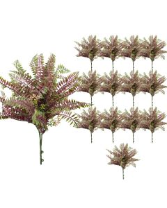 Coarbor 14 PCS Artificial Bushes Plastic Artificial Flowers Fake Outdoor Plants for Home Kitchen Party Flowers Arrangement Wedding Decorations, Purple Green