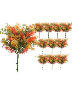 Coarbor 11 PCS Artificial Bushes Plastic Artificial Flowers Fake Outdoor Plants for Home Kitchen Party Flowers Arrangement Wedding Decorations, Orange