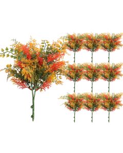 Coarbor 10 PCS Artificial Bushes Plastic Artificial Flowers Fake Outdoor Plants for Home Kitchen Party Flowers Arrangement Wedding Decorations, Orange