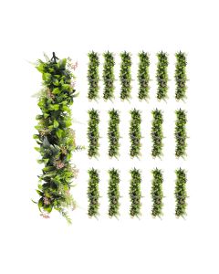 17 PCS Artificial Plant Vines Faux Plants Greenery Garland for Wedding Party Garden Home Kitchen Office Wall Decor Indoor Outdoor Decor, Green Pink