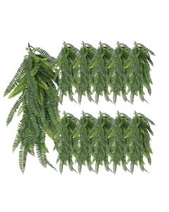 11 PCS Artificial Plant Vines Faux Plants Greenery Garland for Wedding Party Garden Home Kitchen Office Wall Decor Indoor Outdoor Decor, Fern Green