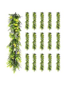 16 PCS Artificial Plant Vines Faux Plants Greenery Garland for Wedding Party Garden Home Kitchen Office Wall Decor Indoor Outdoor Decor, Green Yellow
