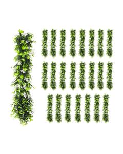 24 PCS Artificial Plant Vines Faux Plants Greenery Garland for Wedding Party Garden Home Kitchen Office Wall Decor Indoor Outdoor Decor, Green White