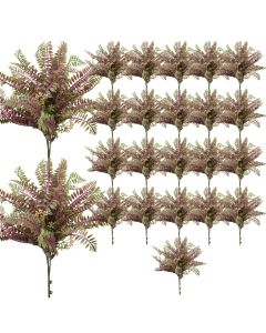Coarbor 23 PCS Artificial Bushes Plastic Artificial Flowers Fake Outdoor Plants for Home Kitchen Party Flowers Arrangement Wedding Decorations, Purple Green