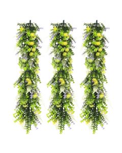 3 PCS Artificial Plant Vines Faux Plants Greenery Garland for Wedding Party Garden Home Kitchen Office Wall Decor Indoor Outdoor Decor, Green Yellow