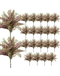 Coarbor 21 PCS Artificial Bushes Plastic Artificial Flowers Fake Outdoor Plants for Home Kitchen Party Flowers Arrangement Wedding Decorations, Purple Green