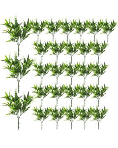 Coarbor 29 PCS Artificial Bushes Plastic Artificial Flowers Fake Outdoor Plants for Home Kitchen Party Flowers Arrangement Wedding Decorations, Green White
