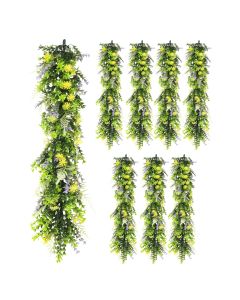 8 PCS Artificial Plant Vines Faux Plants Greenery Garland for Wedding Party Garden Home Kitchen Office Wall Decor Indoor Outdoor Decor, Green Yellow