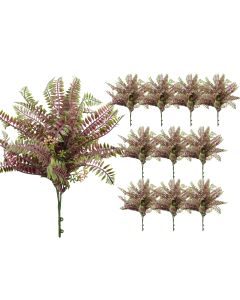 Coarbor 11 PCS Artificial Bushes Plastic Artificial Flowers Fake Outdoor Plants for Home Kitchen Party Flowers Arrangement Wedding Decorations, Purple Green