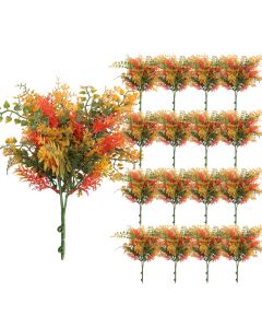 Coarbor 17 PCS Artificial Bushes Plastic Artificial Flowers Fake Outdoor Plants for Home Kitchen Party Flowers Arrangement Wedding Decorations, Orange