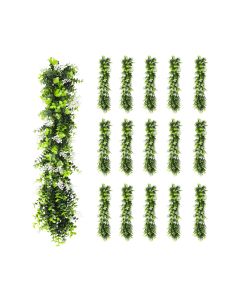 16 PCS Artificial Plant Vines Faux Plants Greenery Garland for Wedding Party Garden Home Kitchen Office Wall Decor Indoor Outdoor Decor, Green White