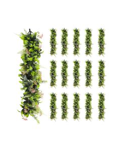 16 PCS Artificial Plant Vines Faux Plants Greenery Garland for Wedding Party Garden Home Kitchen Office Wall Decor Indoor Outdoor Decor, Green Pink