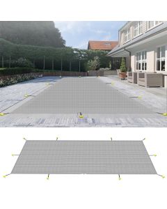 Coarbor Winter Pool Safety Cover Rectangle Mesh Pool Cover Durable Inground Safety Pool Cover for Inground Swimming Pool 24ft x50ft, Light Gray