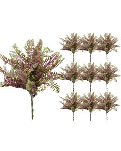 Coarbor 10 PCS Artificial Bushes Plastic Artificial Flowers Fake Outdoor Plants for Home Kitchen Party Flowers Arrangement Wedding Decorations, Purple Green