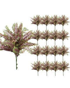 Coarbor 17 PCS Artificial Bushes Plastic Artificial Flowers Fake Outdoor Plants for Home Kitchen Party Flowers Arrangement Wedding Decorations, Purple Green