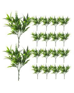 Coarbor 18 PCS Artificial Bushes Plastic Artificial Flowers Fake Outdoor Plants for Home Kitchen Party Flowers Arrangement Wedding Decorations, Green White