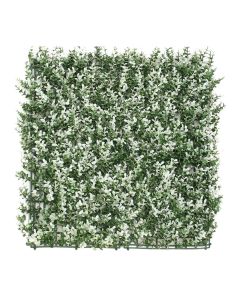 Coarbor 9 Packs 20" x 20" Artificial White Buxus with Cover Back Fence Panel Faux Ivy Fence Privacy Topiary Hedge Plant Fence Grass Wall Panels Backdrop for Balcony Patio Outdoor Indoor