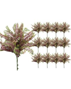 Coarbor 13 PCS Artificial Bushes Plastic Artificial Flowers Fake Outdoor Plants for Home Kitchen Party Flowers Arrangement Wedding Decorations, Purple Green