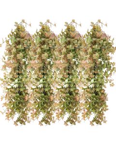 4 PCS Artificial Plant Vines Faux Plants Greenery Garland for Wedding Party Garden Home Kitchen Office Wall Decor Indoor Outdoor Decor, Autumn Orange