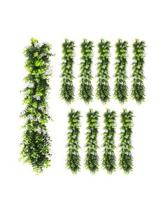 10 PCS Artificial Plant Vines Faux Plants Greenery Garland for Wedding Party Garden Home Kitchen Office Wall Decor Indoor Outdoor Decor, Green White