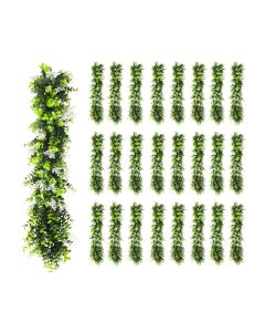25 PCS Artificial Plant Vines Faux Plants Greenery Garland for Wedding Party Garden Home Kitchen Office Wall Decor Indoor Outdoor Decor, Green White