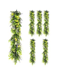 6 PCS Artificial Plant Vines Faux Plants Greenery Garland for Wedding Party Garden Home Kitchen Office Wall Decor Indoor Outdoor Decor, Green Yellow