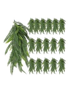 17 PCS Artificial Plant Vines Faux Plants Greenery Garland for Wedding Party Garden Home Kitchen Office Wall Decor Indoor Outdoor Decor, Fern Green