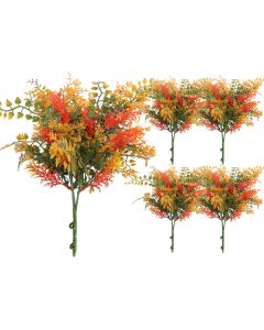 Coarbor 5 PCS Artificial Bushes Plastic Artificial Flowers Fake Outdoor Plants for Home Kitchen Party Flowers Arrangement Wedding Decorations, Orange