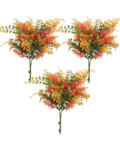 Coarbor 3 PCS Artificial Bushes Plastic Artificial Flowers Fake Outdoor Plants for Home Kitchen Party Flowers Arrangement Wedding Decorations, Orange