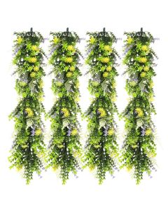 4 PCS Artificial Plant Vines Faux Plants Greenery Garland for Wedding Party Garden Home Kitchen Office Wall Decor Indoor Outdoor Decor, Green Yellow