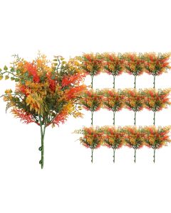 Coarbor 13 PCS Artificial Bushes Plastic Artificial Flowers Fake Outdoor Plants for Home Kitchen Party Flowers Arrangement Wedding Decorations, Orange