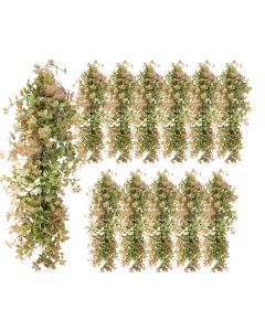 12 PCS Artificial Plant Vines Faux Plants Greenery Garland for Wedding Party Garden Home Kitchen Office Wall Decor Indoor Outdoor Decor, Autumn Orange