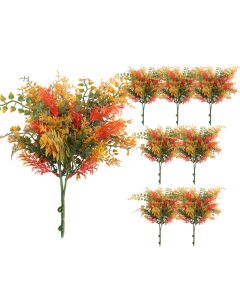 Coarbor 8 PCS Artificial Bushes Plastic Artificial Flowers Fake Outdoor Plants for Home Kitchen Party Flowers Arrangement Wedding Decorations, Orange